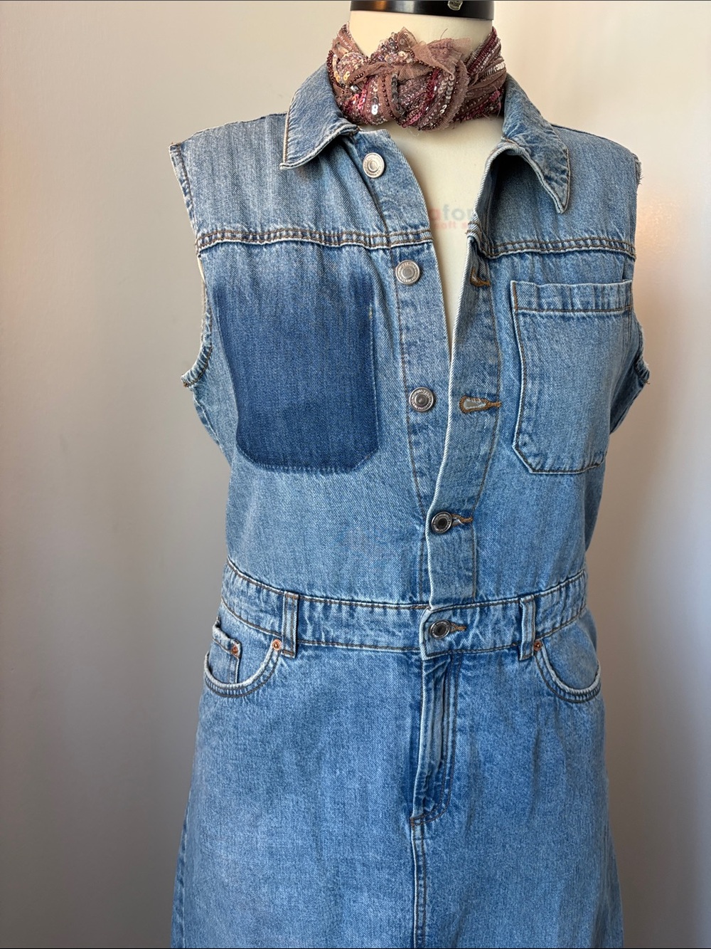 Zara Blue Denim Midi Dress - Picture 2 of 12